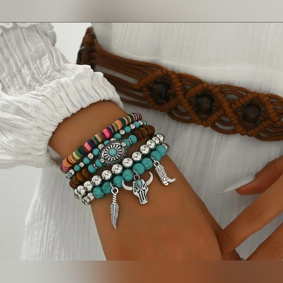 New! Bohemian Multi-Layered Bracelet Set NIP! - Picture 1 of 3
